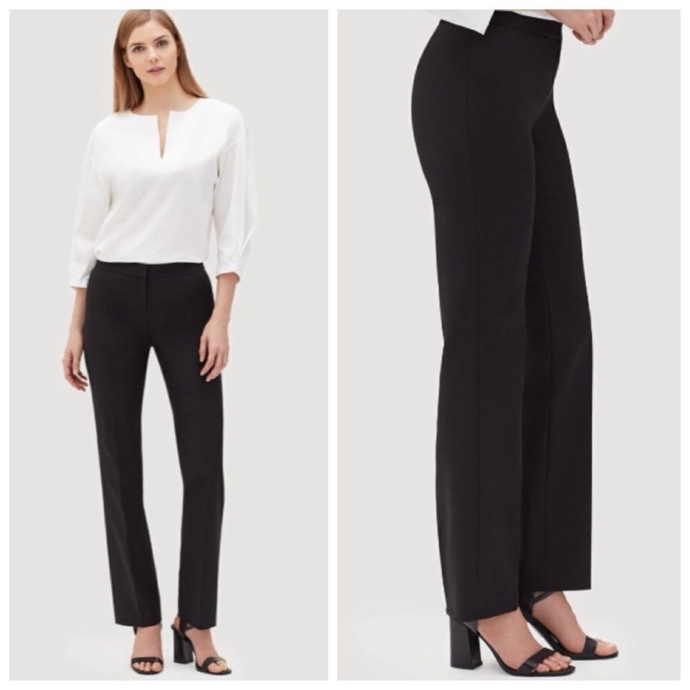 Lafayette 148 Black Barrow Cotton Stretch Pants Size 4 - Picture 3 of 12